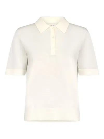 Loulou De Saison Migo Ribbed Polo Shirt In White