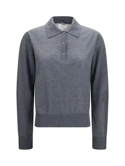 Loulou De Saison Fine-knit Cashmere Polo In Gray
