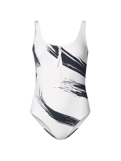 Loulou De Saison Minea Zipped Printed Swimsuit In Multi