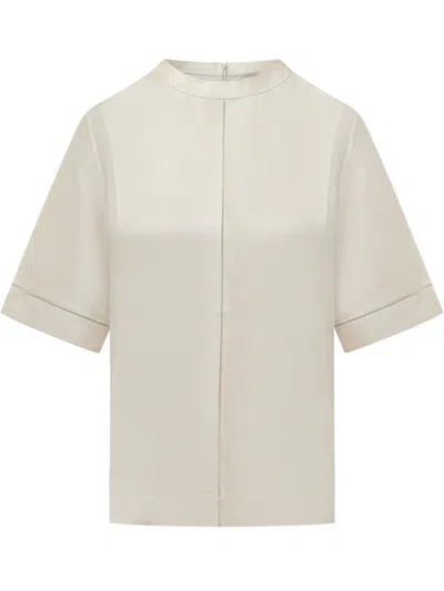 Loulou De Saison Mini T-shirt With Lace Accents In Ivory