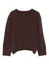 Loulou De Saison Brown Mora Lds Cropped Cashmere Sweater In Brown