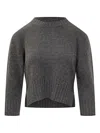 Loulou De Saison Mora Lds Kaschmirpullover Mit Geripptem Saum In Gray