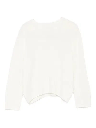 Loulou De Saison Mora Lds Round-neck Cropped Sweater In White