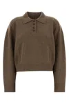 Loulou De Saison Mud Cashmere Oversize Homere Polo Shirt In Brown