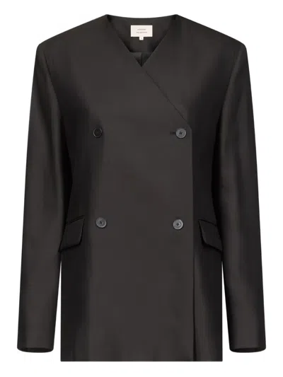 Loulou De Saison Munro Double-breasted V-neckline Jacket In Black