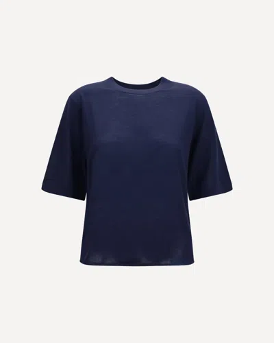 Loulou De Saison Nala Fine-knit Cashmere T-shirt In Blue