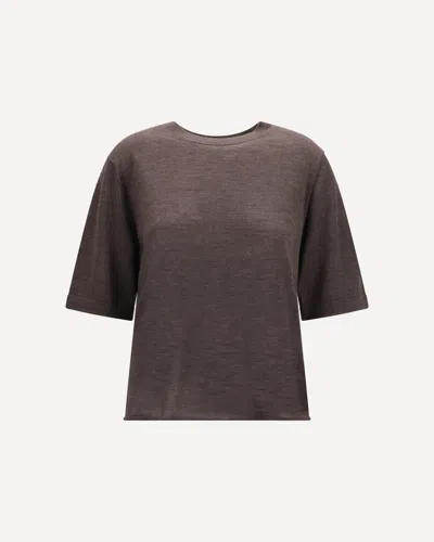 Loulou De Saison Nala Fine-knit Cashmere T-shirt In Brown