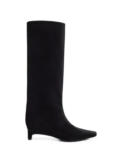 Loulou De Saison Naomi Kitten Heel Velvet Boots In Black