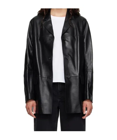 Loulou De Saison Nari Notch-lapel Leather Jacket In Black