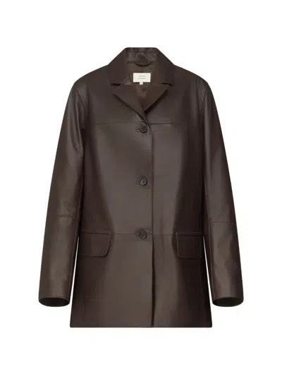Loulou De Saison Nari Notch-lapel Leather Jacket In Gray