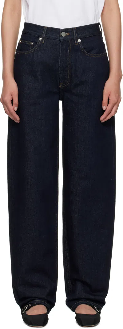Loulou De Saison Navy Samur Straight-leg Jeans In Black