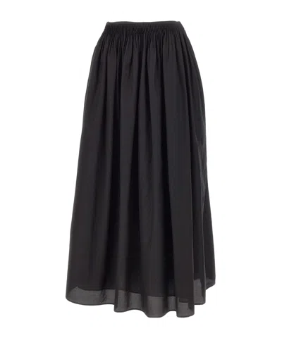 Loulou De Saison Naya Gathered Flared Long Skirt In Black