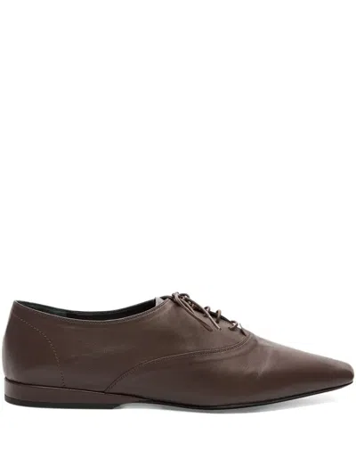 Loulou De Saison Nora Lds Beveled-toe Lace-up Shoes In Brown