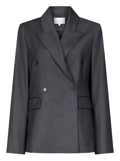 Loulou De Saison Norma Double-breasted Peak-lapels Blazer In Gray