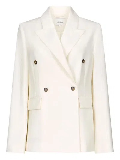 Loulou De Saison Norma Double-breasted Peak-lapels Blazer In White