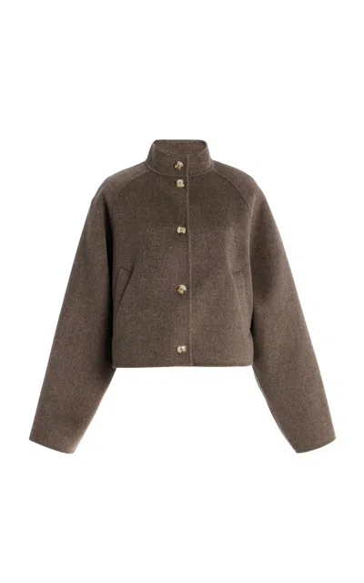 Loulou De Saison Nyma Cropped Wool-cashmere Jacket In Brown