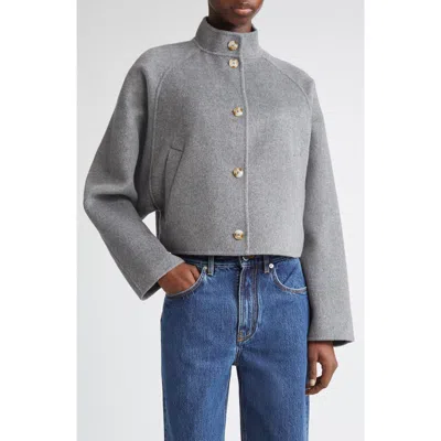 Loulou De Saison Nyma Wool & Cashmere Felt Crop Jacket In Gray