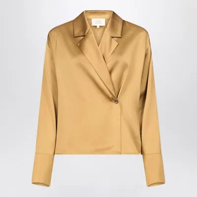 Loulou De Saison Ochre Satin Persia Blouse In Yellow