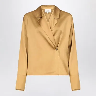 Loulou De Saison Ochre Satin Persia Blouse In Yellow