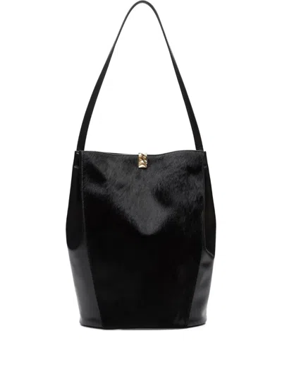 Loulou De Saison Odile Pony-effect Bucket Bag In Black