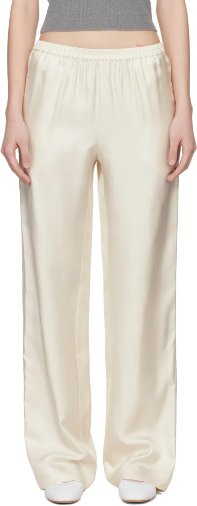 Loulou De Saison Off-white Alera Lds Silk Twill Trousers In Neutral