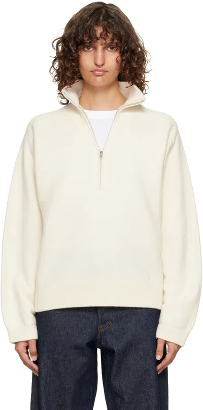 LOULOU DE SAISON OFF-WHITE DRIES CASHMERE ZIPPED SWEATER