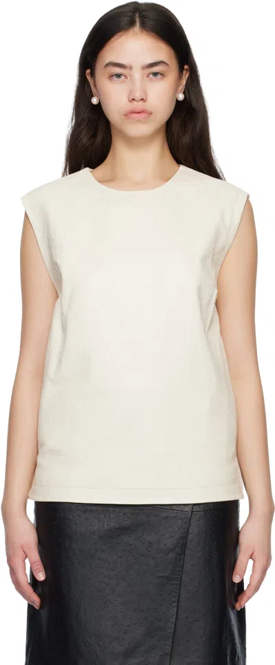 Loulou De Saison Off-white Fiza Ostrich-effect Leather Blouse