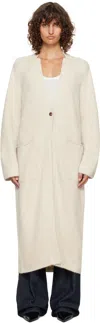 Loulou De Saison Off-white Smet Yak Blend Maxi Cardigan In Gray