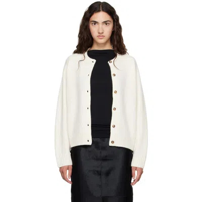 Loulou De Saison Off-white Aidar Lds Wool Cashmere Cardigan