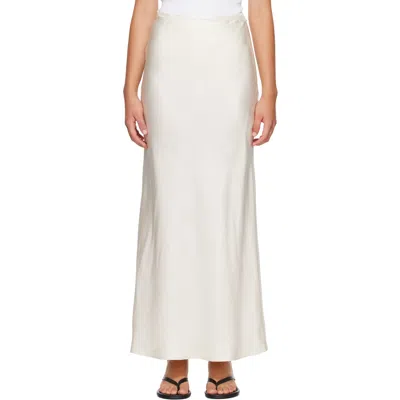 Loulou De Saison Off-white Eli Silk Twill Maxi Skirt In Ivory
