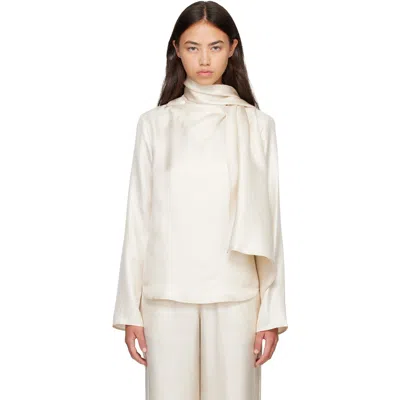 Loulou De Saison Off-white Gala Silk Twill Scarf Blouse