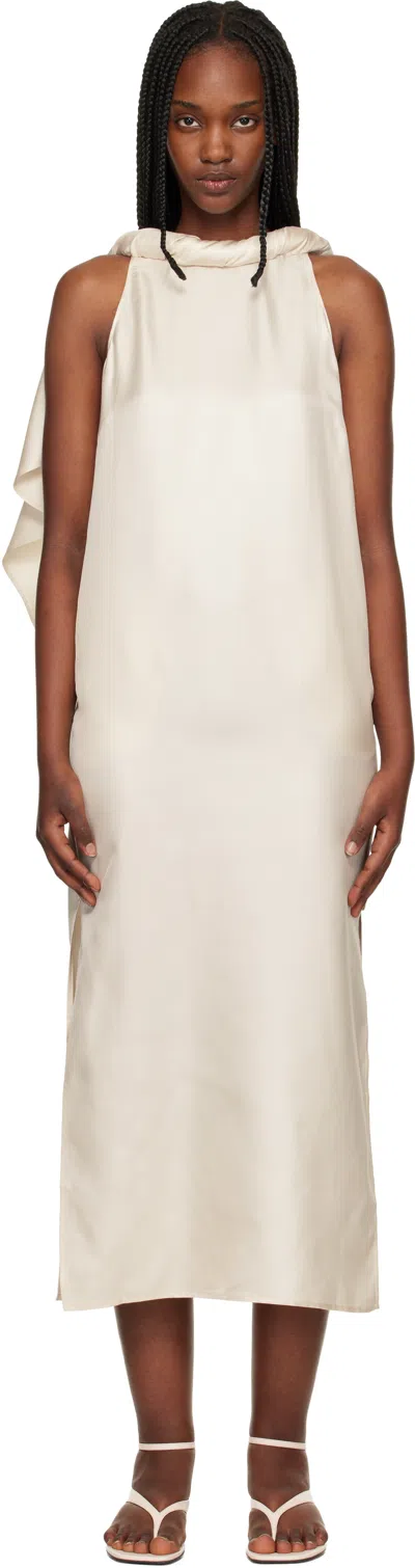 Loulou De Saison Off-white Susan Twisted Collar Maxi Dress