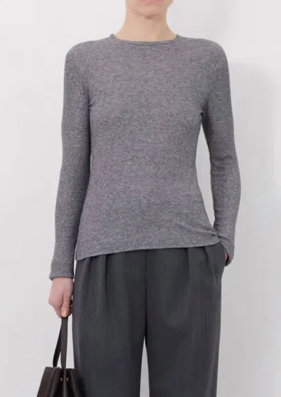 Loulou De Saison Ortigia Ribbed Long Sleeve T-shirt In Grey In Gray