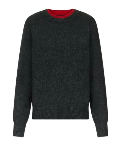 Loulou De Saison Otis Bicolor Cashmere Sweater In Black