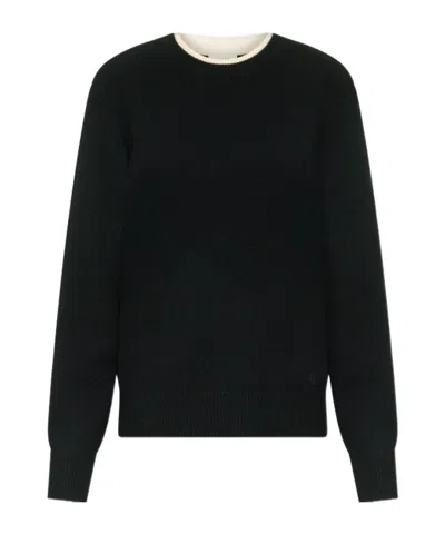 Loulou De Saison Otis Bicolor Cashmere Sweater In Black