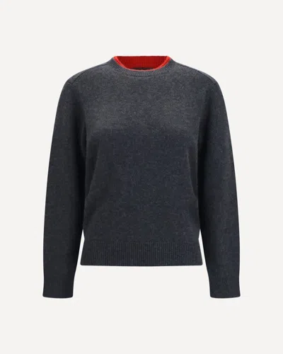 Loulou De Saison Otis Cashmere Sweater With Two-tone Collar In Gray