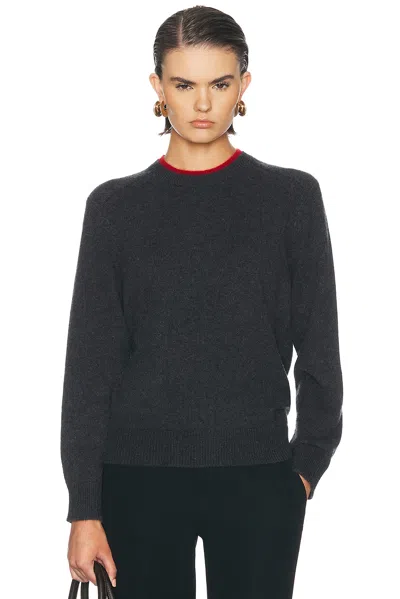 Loulou De Saison Otis Sweater In Charcoal & Red