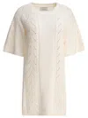 Loulou De Saison Oversized Short Dress With Knit Patterns In Neutral