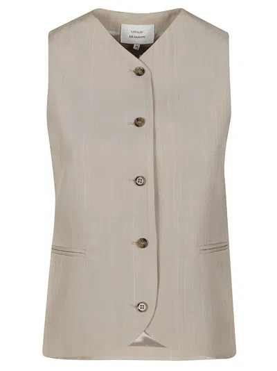 Loulou De Saison Paco High Tailored Textured Vest In Gray