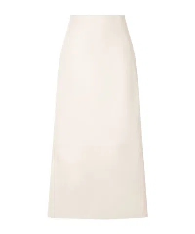 Loulou De Saison Paneled Straight Midi Leather Skirt In White