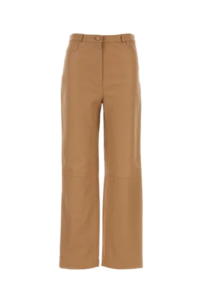 Loulou De Saison Pantalone Cobe In Pelle Cammello Donna In Burgundy