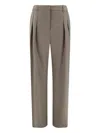 Loulou De Saison Wool Flared Pants In Kakhi