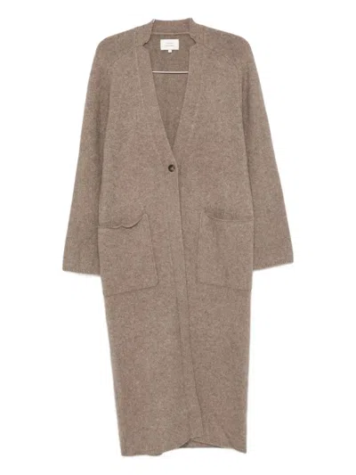 Loulou De Saison Patch-pocket Button Cardigan Coat In Brown