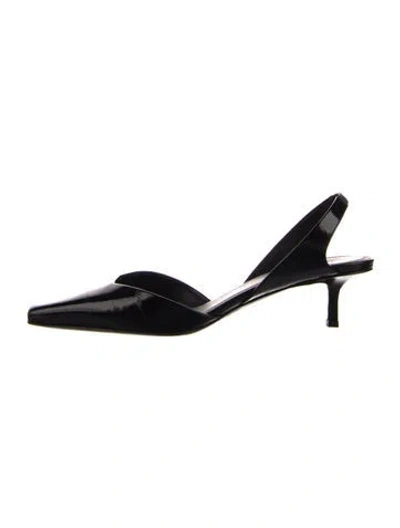 Pre-owned Loulou De Saison Patent Leather Slingback Pumps In Blue