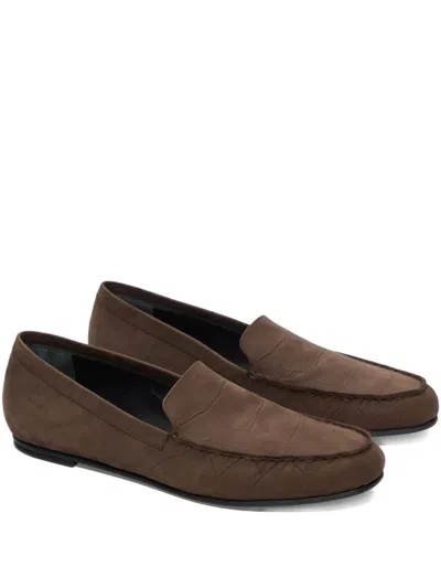 Loulou De Saison Pesaro Topstitching Loafers In Brown