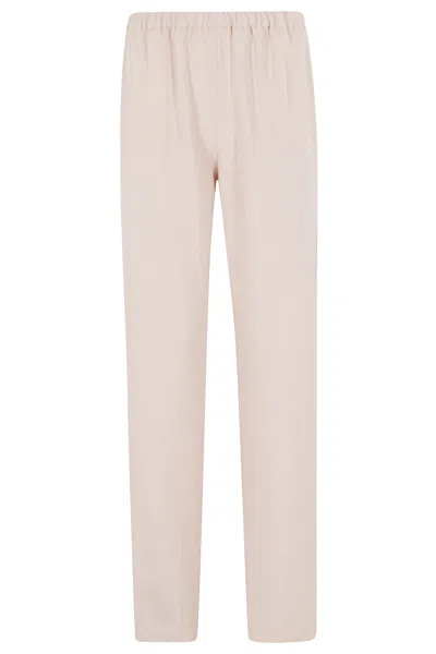 Loulou De Saison Pink Scot Mid-rise Straight-leg Viscose-blend Pants In Neutral
