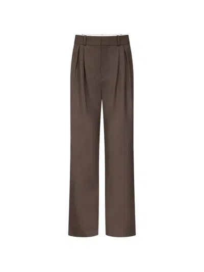 Loulou De Saison Pleated Grain Trousers In Brown