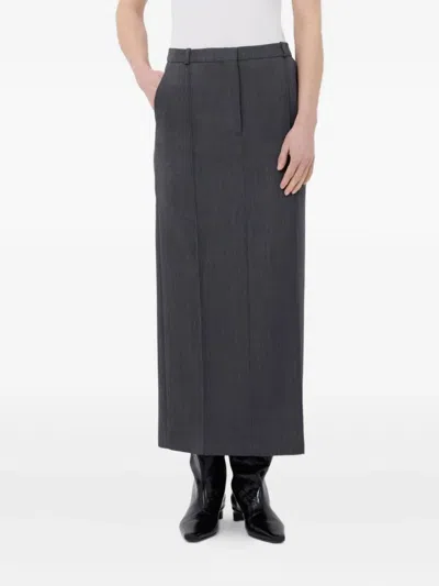 Loulou De Saison Pleats Midi Skirt In Gray