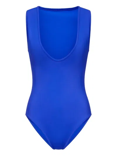 Loulou De Saison Plunging Scoop-neck Swimsuit In Blue