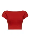 Loulou De Saison Polly Boat-neck Short-sleeve Top In Red